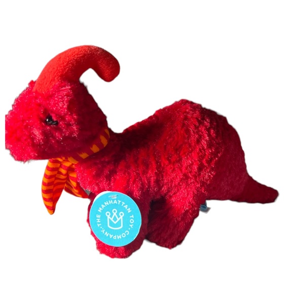 The Manhattan Toy Company Little Jurassics Holiday Parasauropholus Red Plush Toy - Picture 1 of 3
